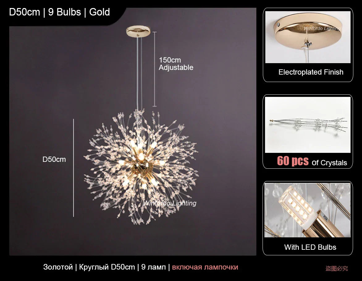 Rectangle Crystal Chandelier - Mid-century Art Deco Long Hanging Lamp