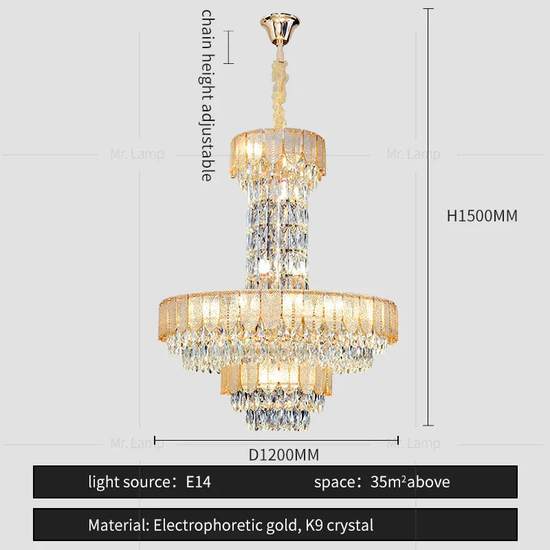 Crystal Chandelier: Postmodern Multi-layer Luxury for Living Room, Hotel Lobby, and Villa