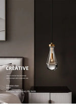 Glass Water Droplet Pendant Lights - Modern LED Chandeliers for Bedroom, Bathroom & Home