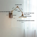 White Ceramic LED Wall Light Nordic Modern Copper Rotatable Bedside Lamp