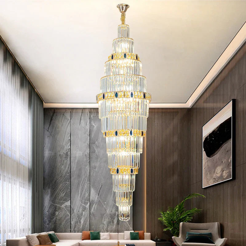 Nordic Modern Luxury Crystal Ceiling Chandelier for Foyer Hotel Stairwell Villa