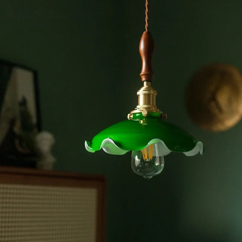 Green Glass LED Pendant Lamp for Living & Dining Room Decor