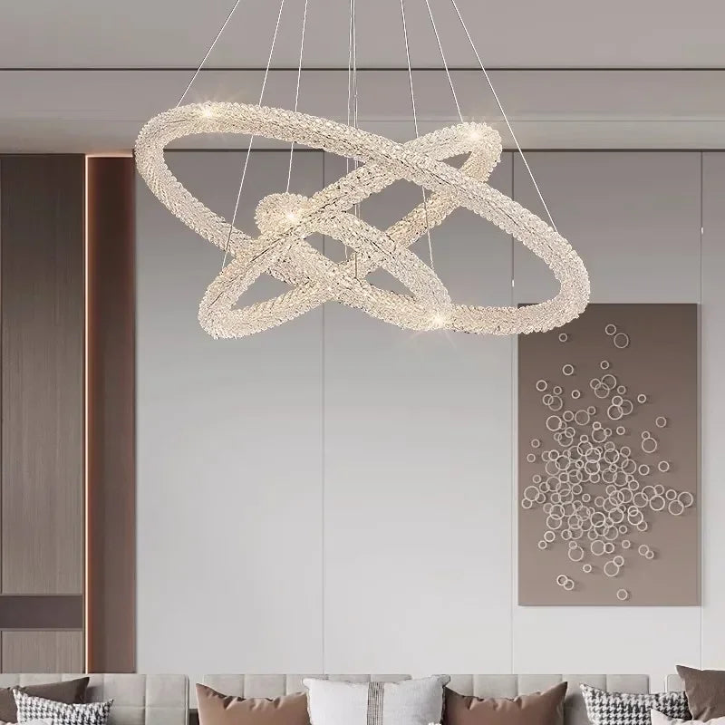 Luxury Crystal Pendant Chandelier LED Light Fixture for Modern Home Decor