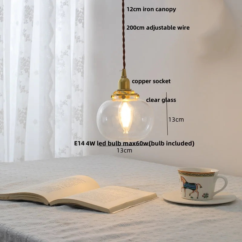 White Glass LED Pendant Lamp Nordic Modern Copper Socket Hanging Lights