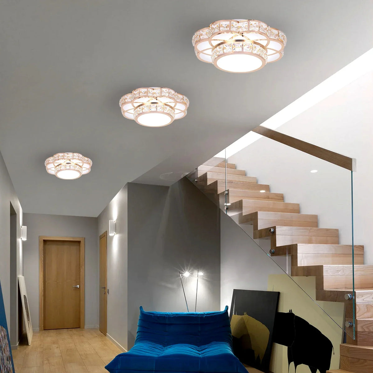 Flower Crystal LED Ceiling Lamp Chandelier Light for Home Hotel Living Room