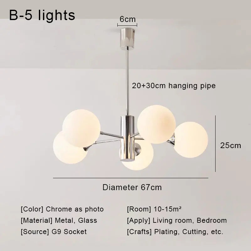 Glass Ball LED Ceiling Chandelier for Modern Living Room and Bedroom