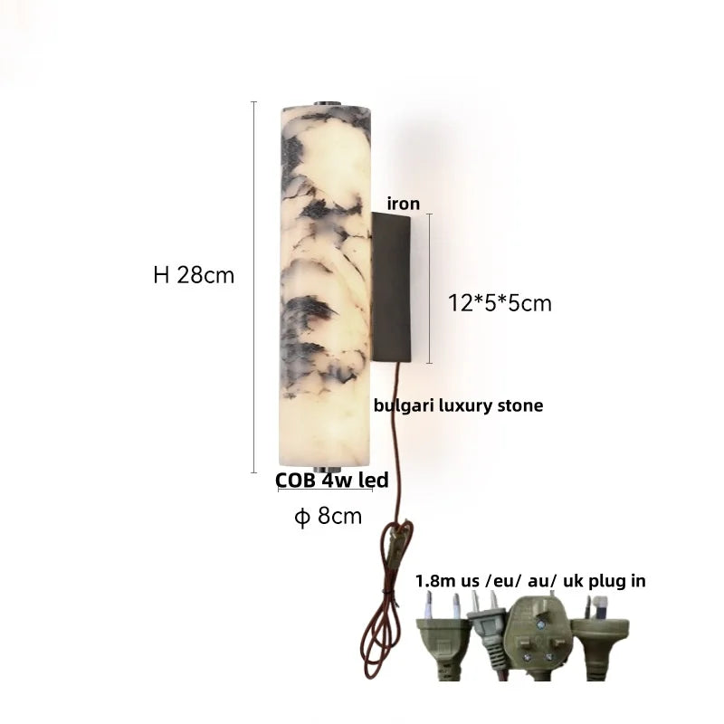Modern Cylinder Marble Wall Lamp - Luxury LED Wall Lights for Living Room