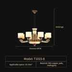 Luxury Copper Marble Chandelier for Living Room in New Chinese Style