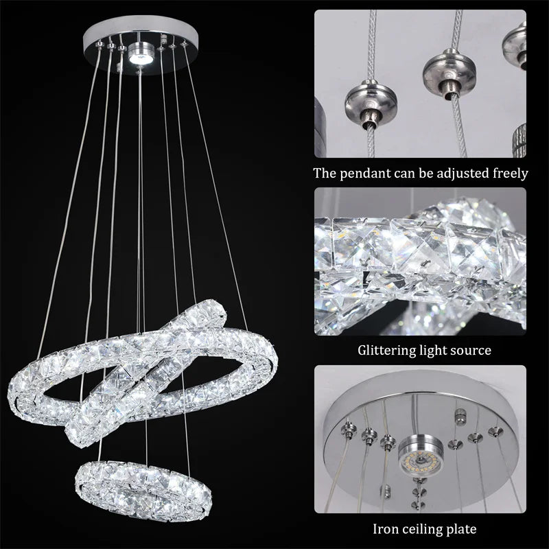 Crystal LED Chandelier Pendant Light for Modern Luxury Living Dining Room Décor