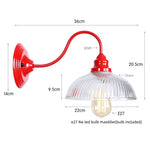 Vintage Loft LED Wall Lamp Red Clear Glass Stair Light