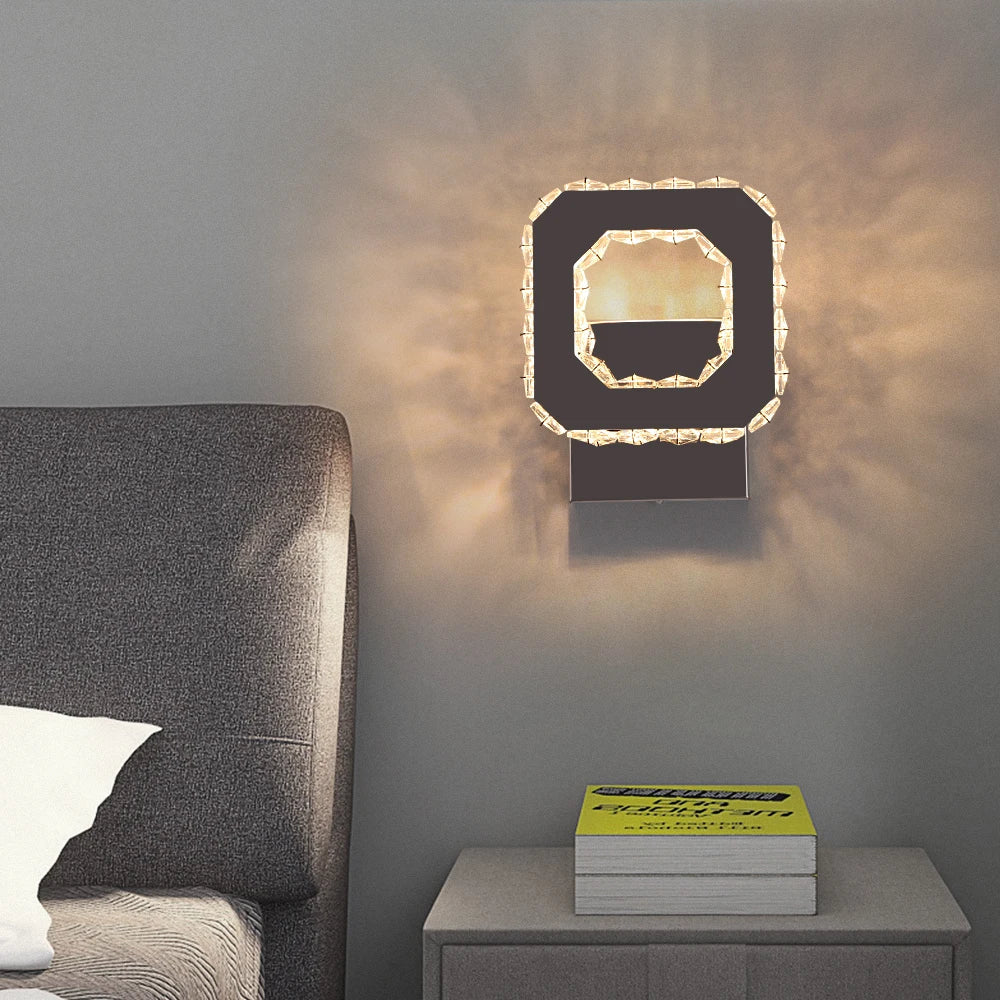 Crystal LED Wall Lamp Modern Cloakroom Bedside Luster for Luxurious Living Spaces