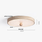 Yellow Travertine Stone LED Ceiling Lamp with Wood Canopy