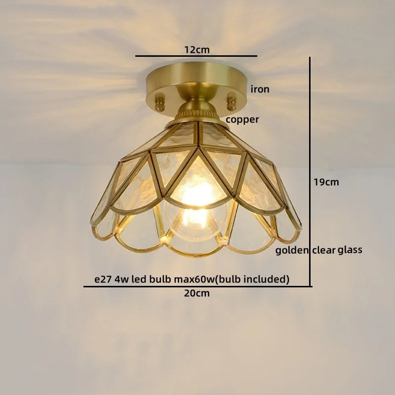 Glass Copper LED Ceiling Light - Nordic Home Lighting Fixture