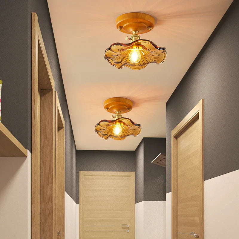 Brass Glass Ceiling Lamp Modern LED Light Fixture - Elegant Home Decor