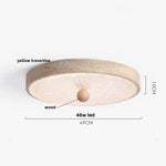 Yellow Travertine Stone LED Ceiling Lamp with Wood Canopy