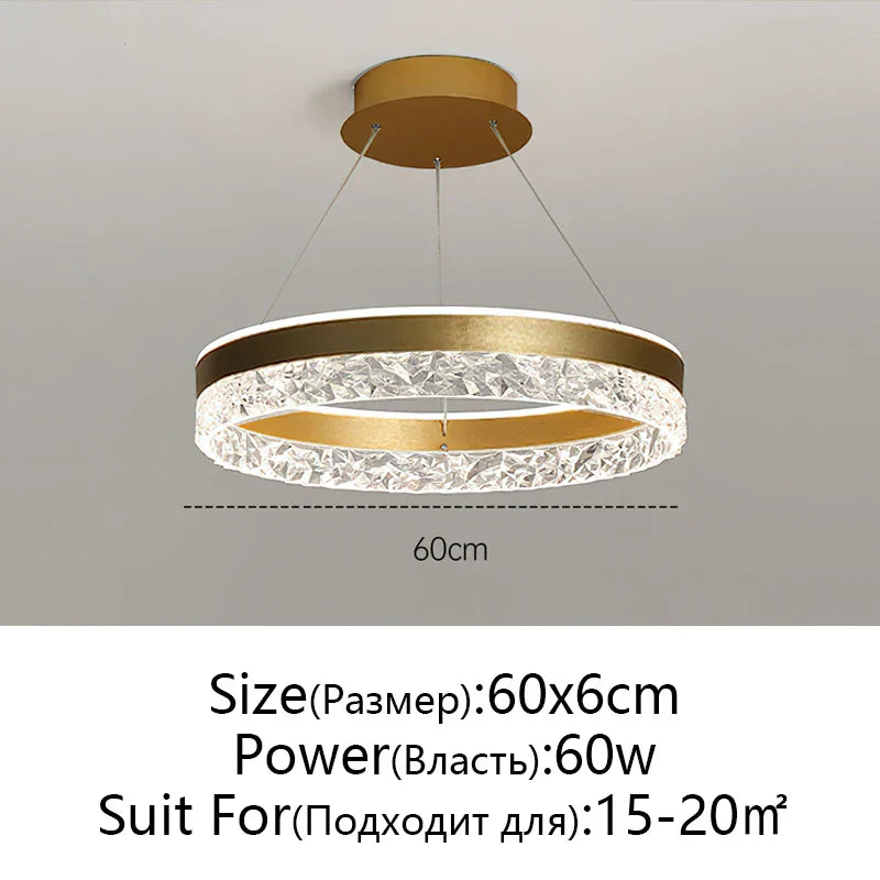 Crystal Rings LED Chandelier Black&White Frame