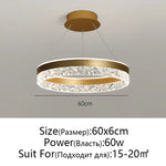 Crystal Rings LED Chandelier Black&White Frame