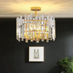 Crystal Round Chandelier Gold LED Modern Lustres for Living Room