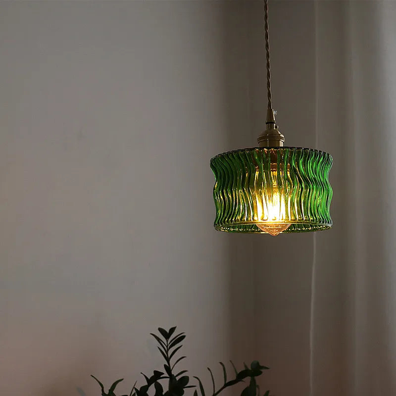 Green Glass LED Pendant Light - Nordic Modern Hanging Lamp