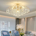 Afralia™ K9 Crystal Gold Chandelier Ceiling Light | Bedroom Home Decor LED Ceiling Lamp