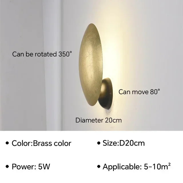 Rotatable Solar Eclipse LED Wall Lights in Black Gold Texture
