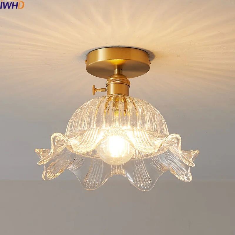 Glass Copper LED Ceiling Light - Simple Art Decorative Chandelier