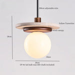 Yellow Travertine Stone Glass LED Pendant Lamp for Children's Room and Living Space