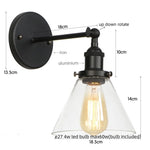 Vintage Industrial LED Wall Sconce Clear Glass Bathroom Lamp