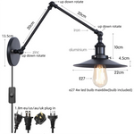 Black Iron LED Wall Light Fixture Industrial Vintage Adjustable Long Arm