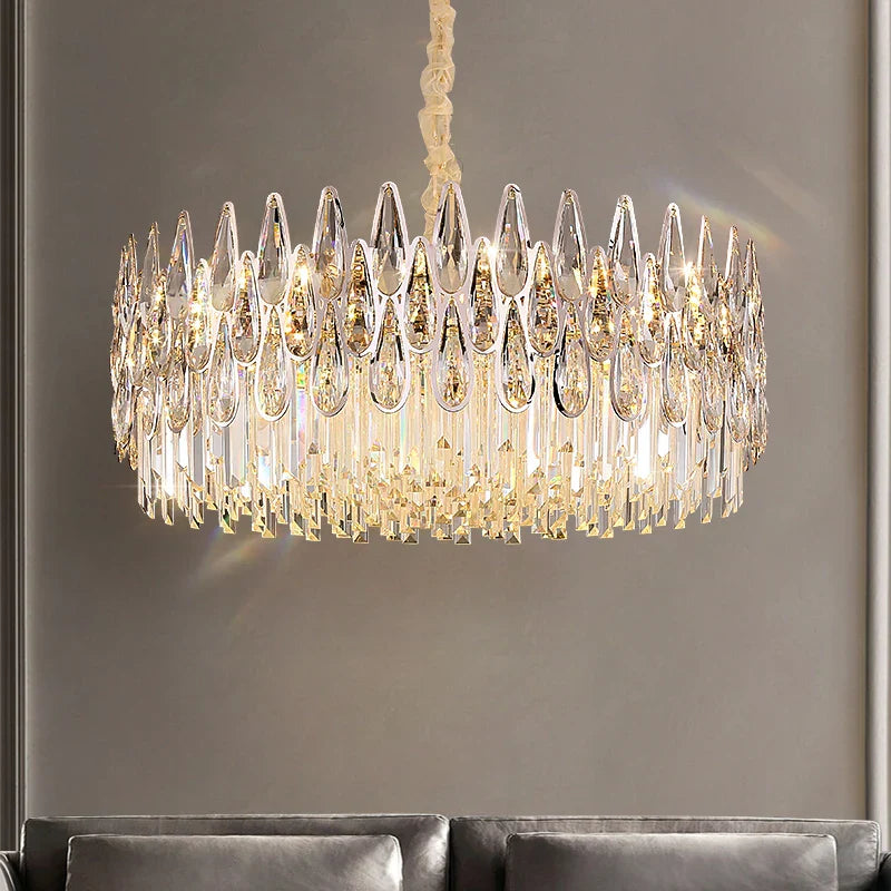 Crystal LED Chandelier | Long Stairway Villa Light | Modern Luxury Post Lamp