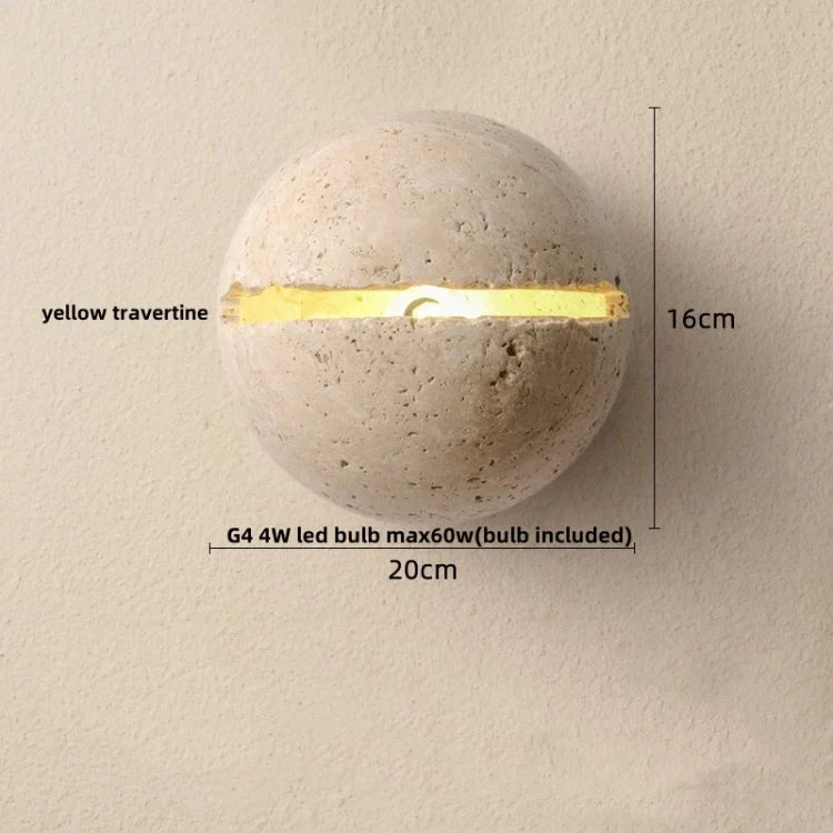 Yellow Travertine LED Wall Sconce for Bedroom Staircase Living Room - Nordic Modern Commercial-grade Mirror Light