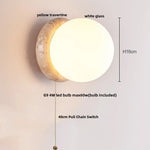 Yellow Travertine LED Wall Lamp Sconce Glass Mirror Light Home Decor