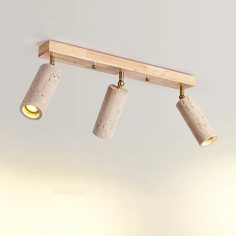 Stone Ceiling Lamp Spot Light Adjustable Angle Wood Base
