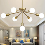 8-Head Nordic Ceiling Chandelier in Black White Gold for Modern Home Decor
