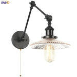 Clear Glass Swing Arm Wall Light Fixture for Dining Living Room Cafe