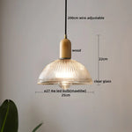 Wood Glass LED Pendant Light Suspension Luminaire for Home Decor