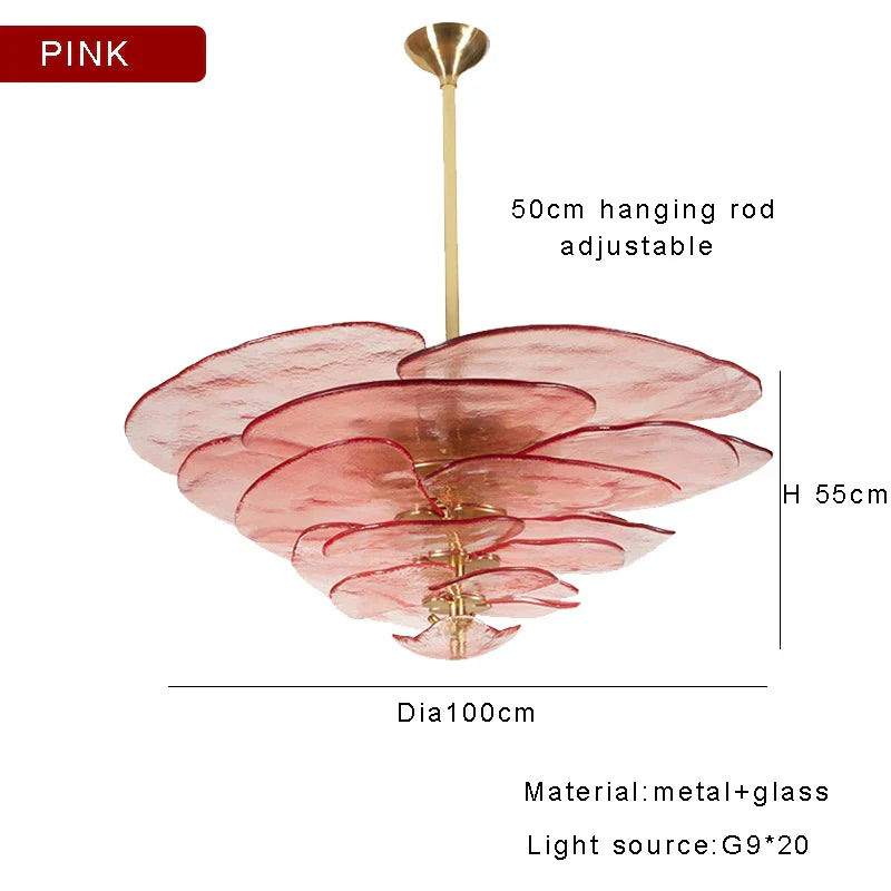 Amber Glass Ceiling Chandelier for Elegant Living Room Decor.