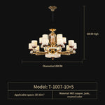 All Copper Jade Chandelier, Modern Chinese Style for Living Room, Bedroom, Dining Room.