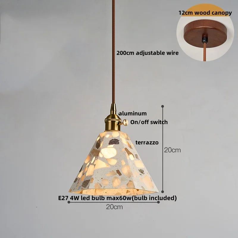 Wood LED Pendant Lamp Japan Style Wabi Sabi Hanging Light Fixtures