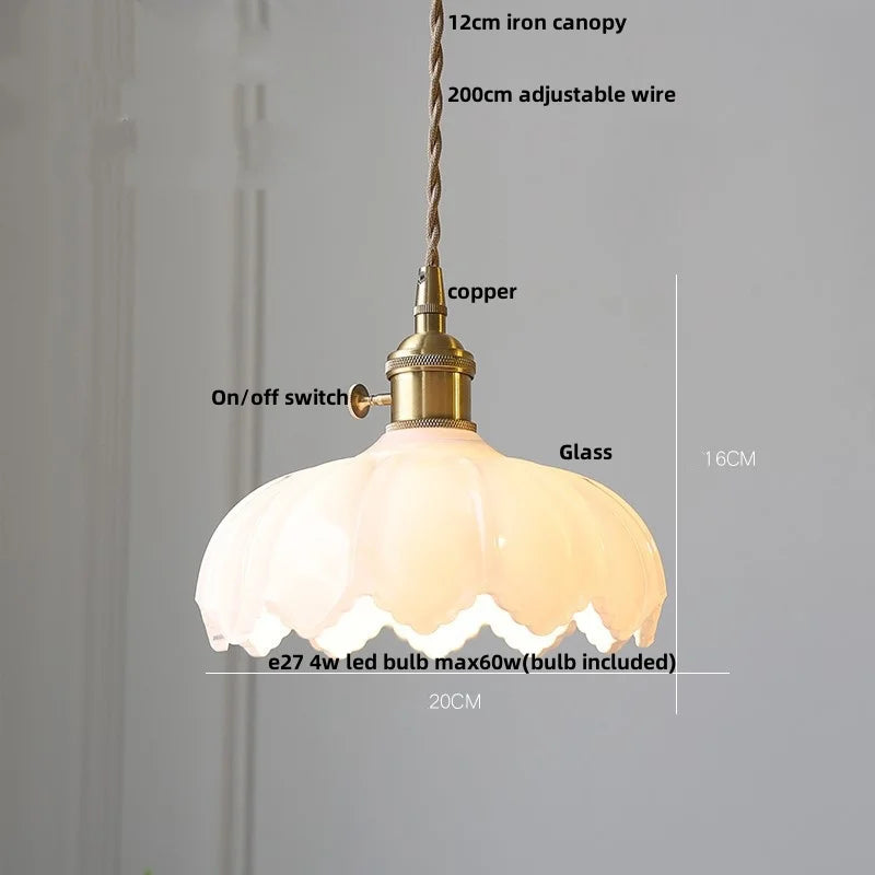 White Glass LED Pendant Lights, Adjustable Hanging Light for Aisle, Restaurant, Bedroom