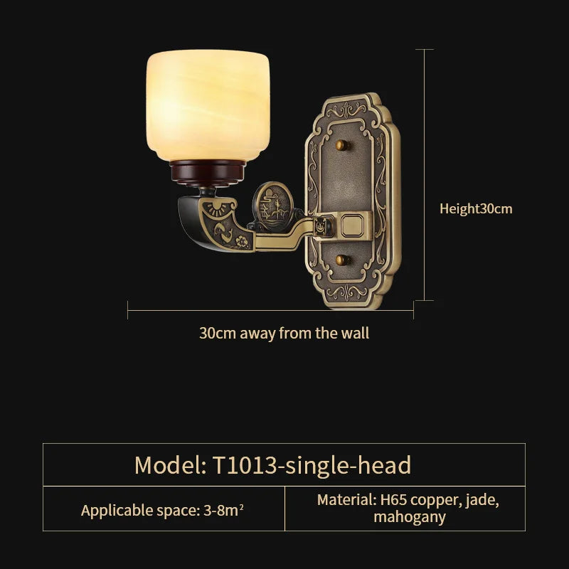 Natural Jade Copper Chandelier Modern Duplex Building Zhongshan Lamps