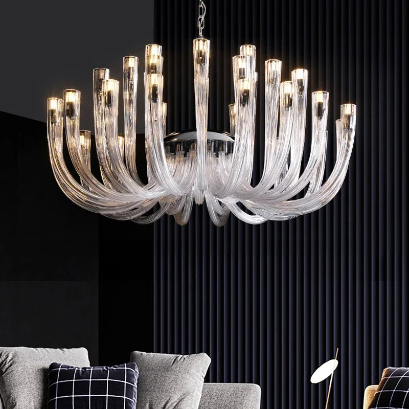 Glass Chandelier LED Hanging Light for Living Room Bedroom Dining Room - 2024 Collection.
