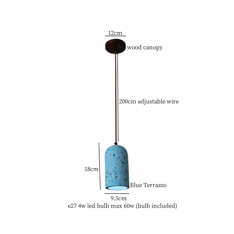 Wabi Sabi LED Pendant Lights Fixture Terrazzo Hanging Lamp Lighting