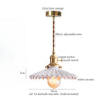 Wood Glass LED Pendant Lamps | French Vintage Hanging Light
