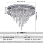 Crystal LED Ceiling Chandelier: Remote Dimming Round Lamp for Luxury Home Decor