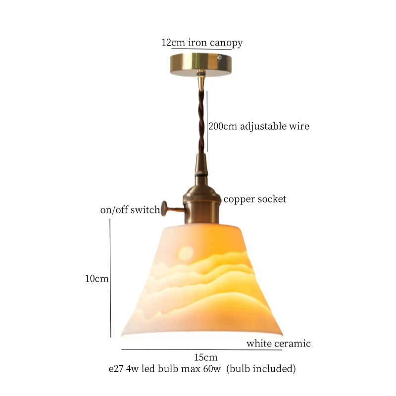 Minimalist Ceramic LED Pendant Lamp for Kitchen Bedroom Living Room