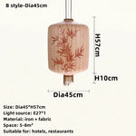 Handmade Japanese Lantern Painting Pendant Lamp Fabric Chandelier