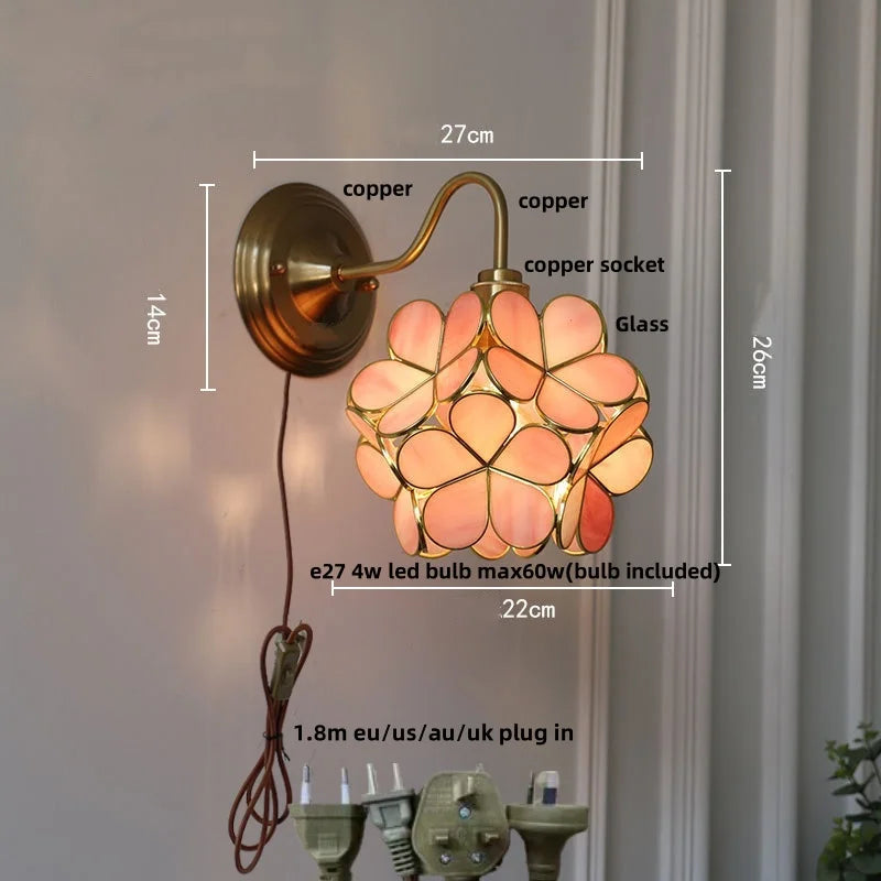 Amber Glass Wall Sconce Vintage Loft LED Vanity Light Fixture