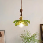 Copper Wood Glass LED Pendant Lamp - French Minimalist Design for Home Decor