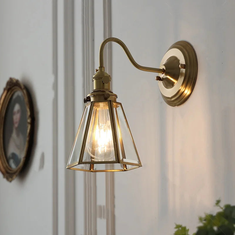 Blue Flower Glass LED Wall Sconce Vintage Style Stair Lights
